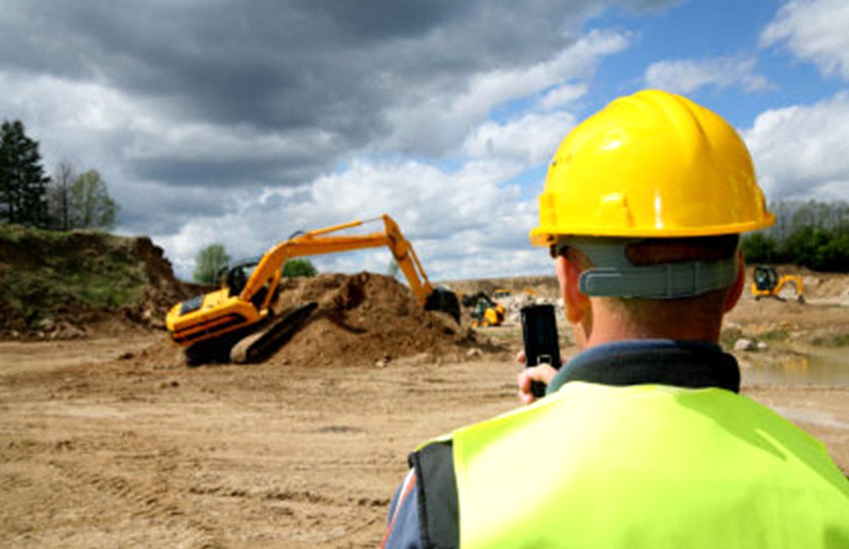 Digger on construction site