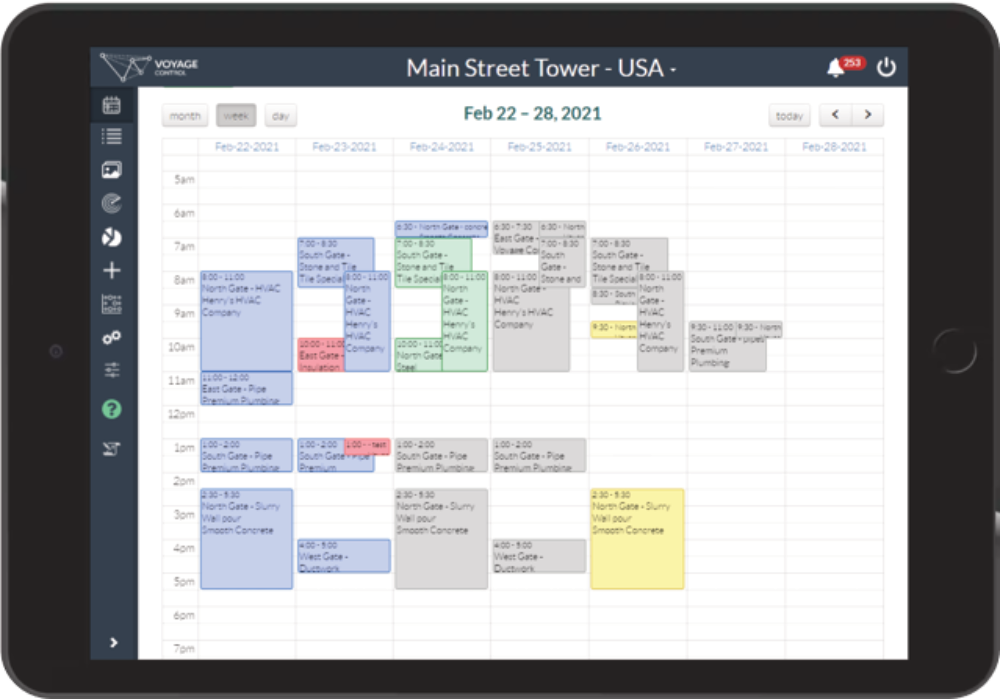 iPad picturing Voyage Control booking calendar